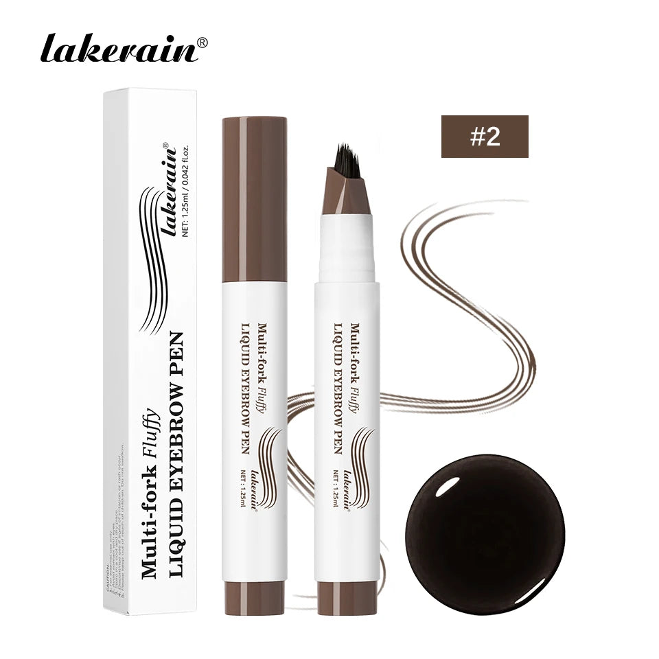 Waterproof Multi-Fork Liquid Eyebrow Pen for Natural Brows