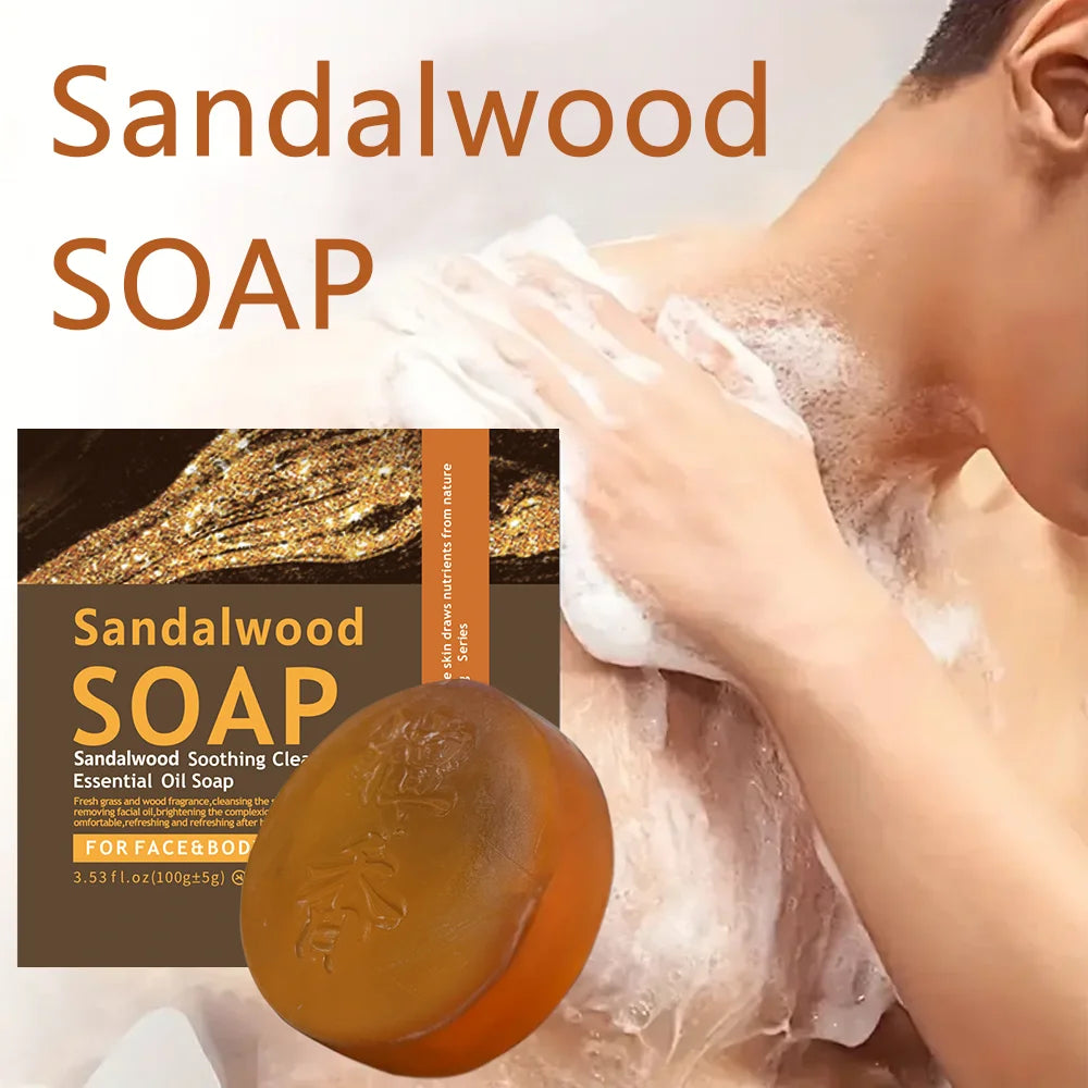 Handmade Sandalwood Soap Deep Cleansing Moisturizing Skin Brightening Bar