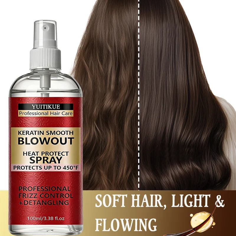 Keratin Hair Heat Protect Spray 450 Degree Frizz Control 100ml - 12
