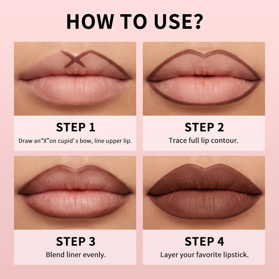 Waterproof Matte Lip Liner Pencil for Long-Lasting Lip Contouring