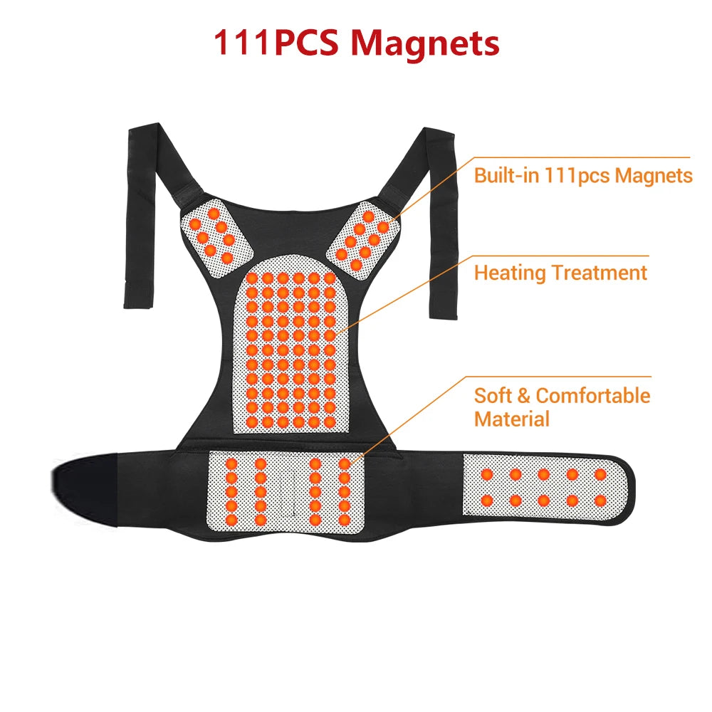 Self-Heating Magnetic Back and Shoulder Support Brace