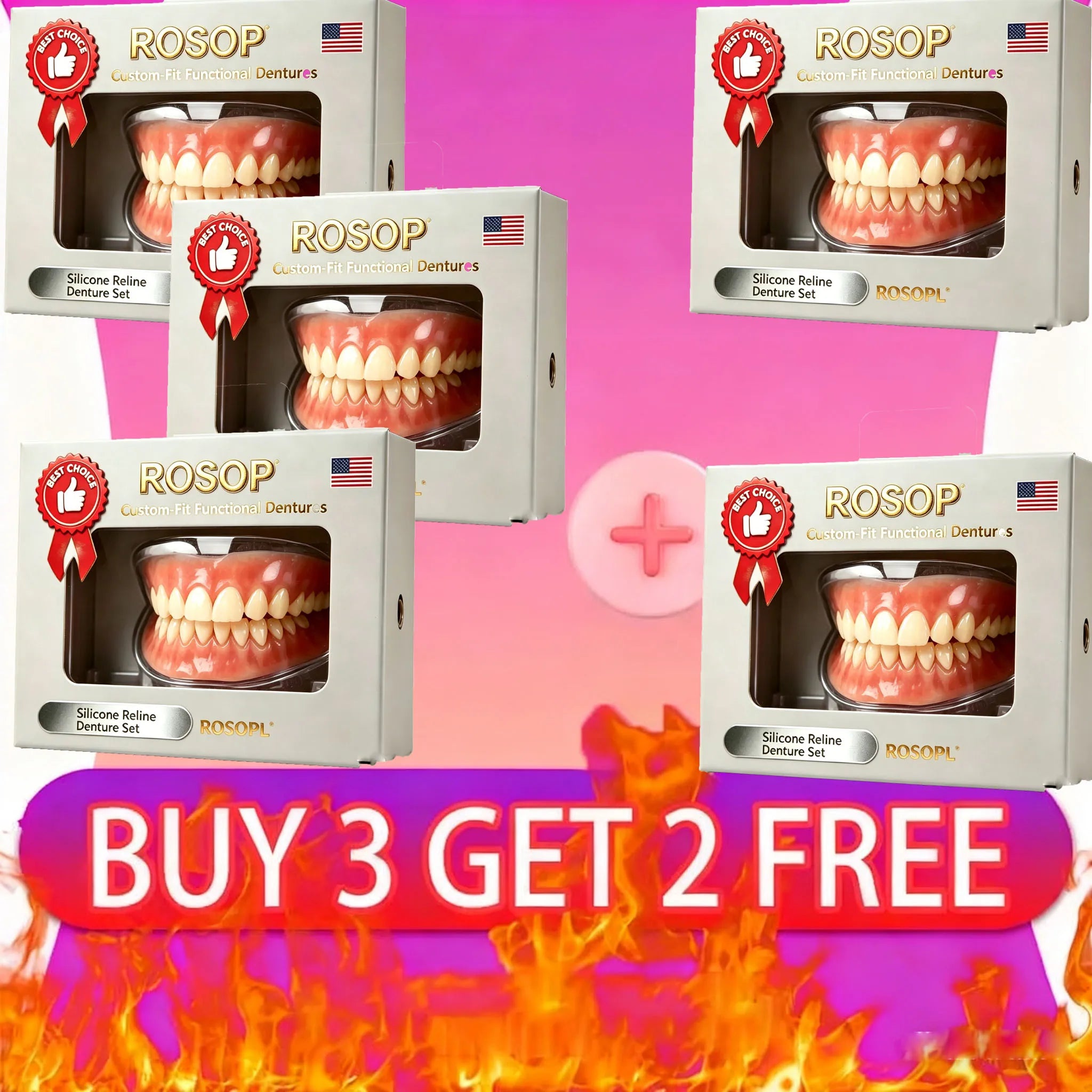 Soft Silicone Cosmetic Denture Set for Men and Women - 9