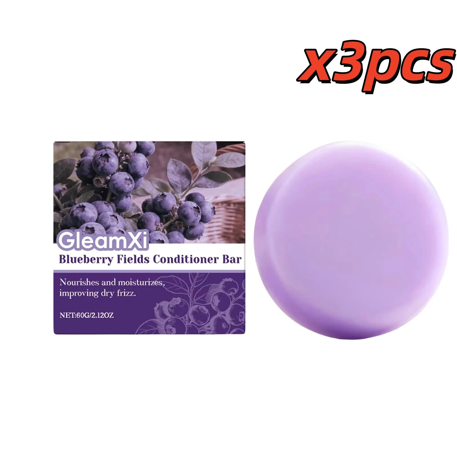 Blueberry Fields Solid Hair Conditioner Bar for Frizz Repair 60g