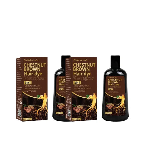 Chestnut Brown 3-in-1 Hair Dye Shampoo with Ginger and Ginseng 100g