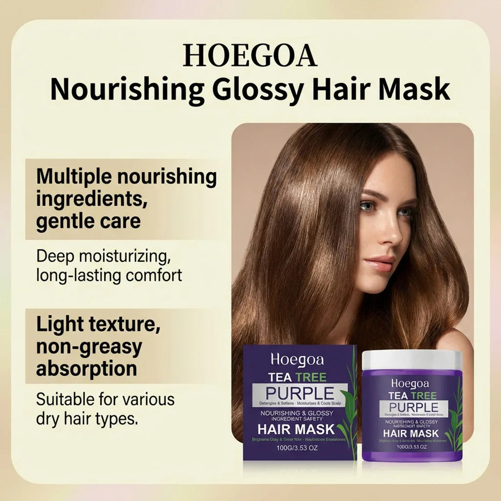 Tea Tree Purple Hair Mask for Neutralizing Brassiness and Hair Repair - 3