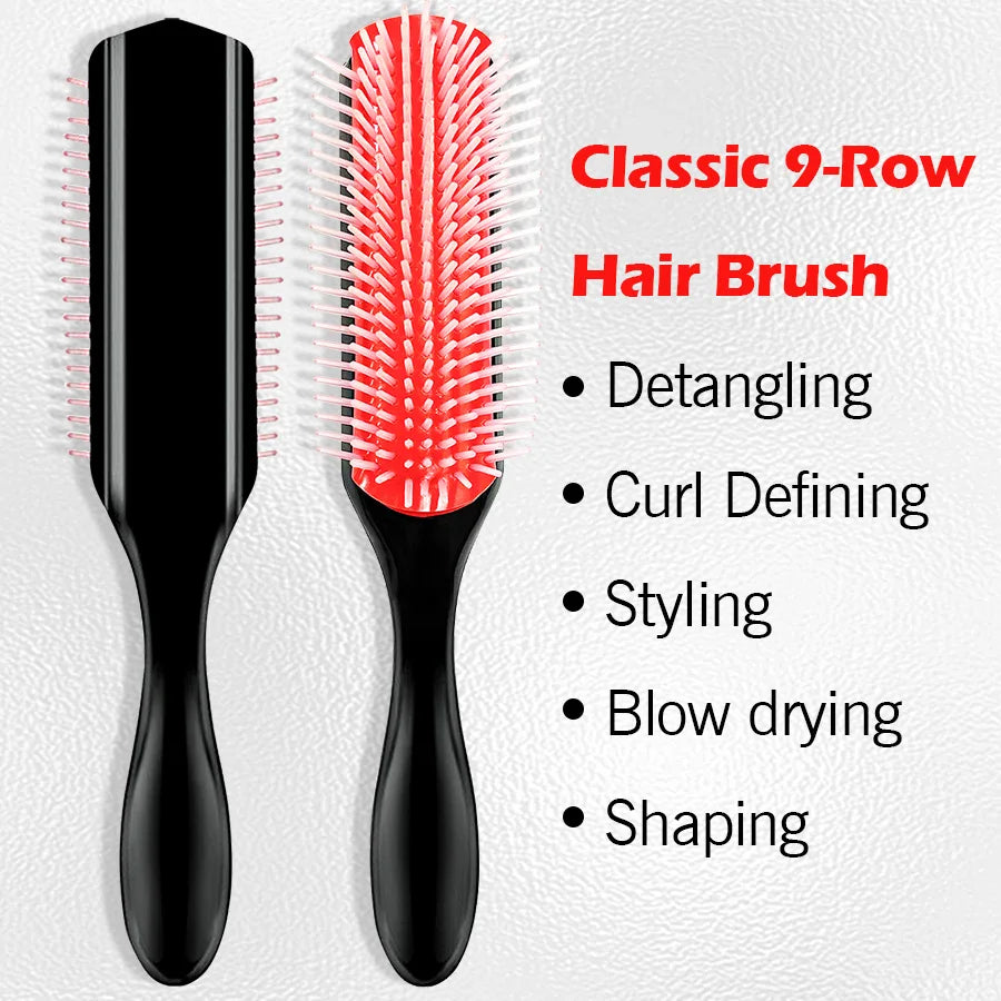 5 Piece Hair Detangling Comb and Styling Brush Set for Curly Hair