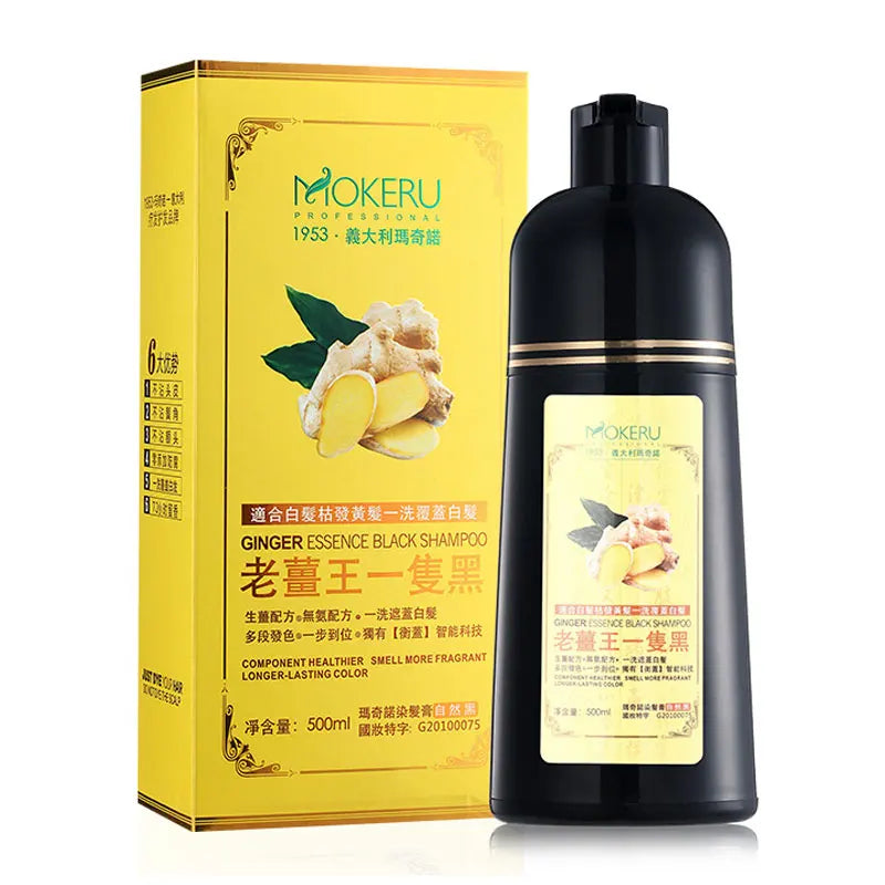 Organic Ginger Hair Blackening Shampoo 500ml Permanent Color Dye