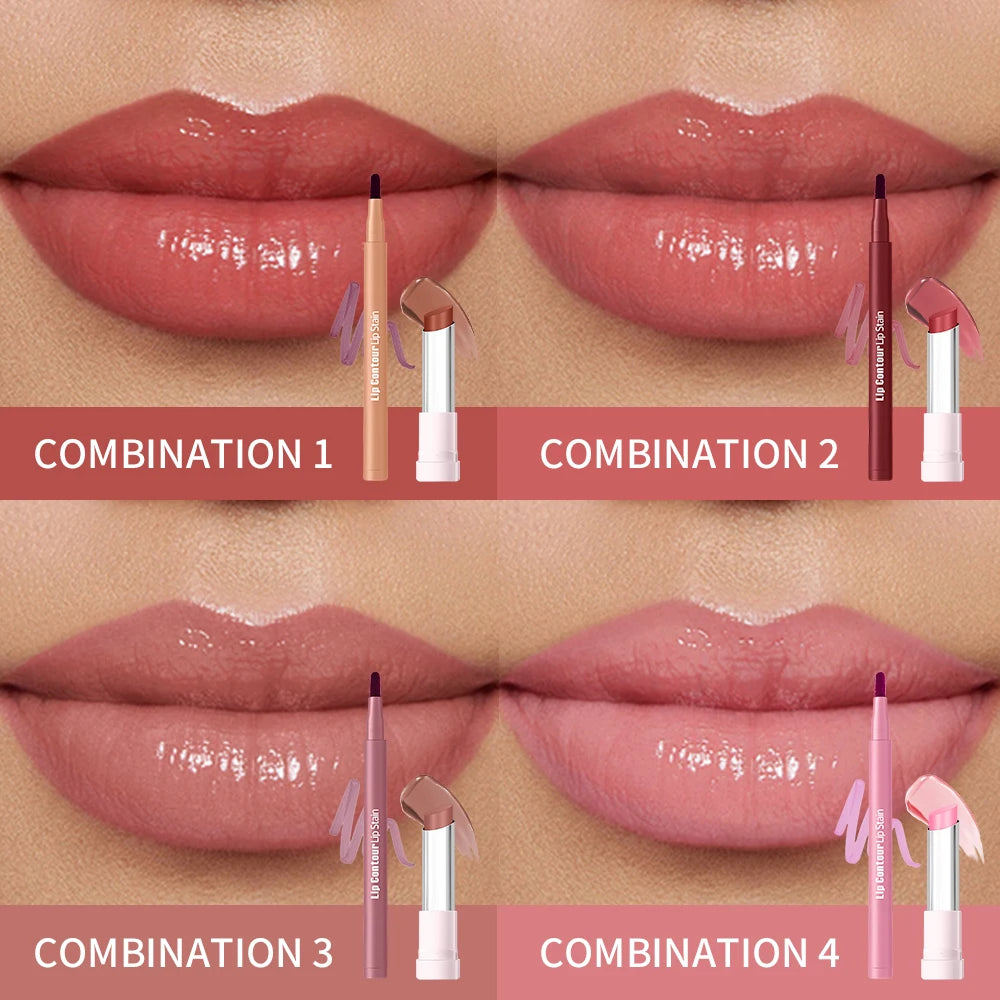 Long-Lasting Lip Liner and Moisturizing Balm Set - 2