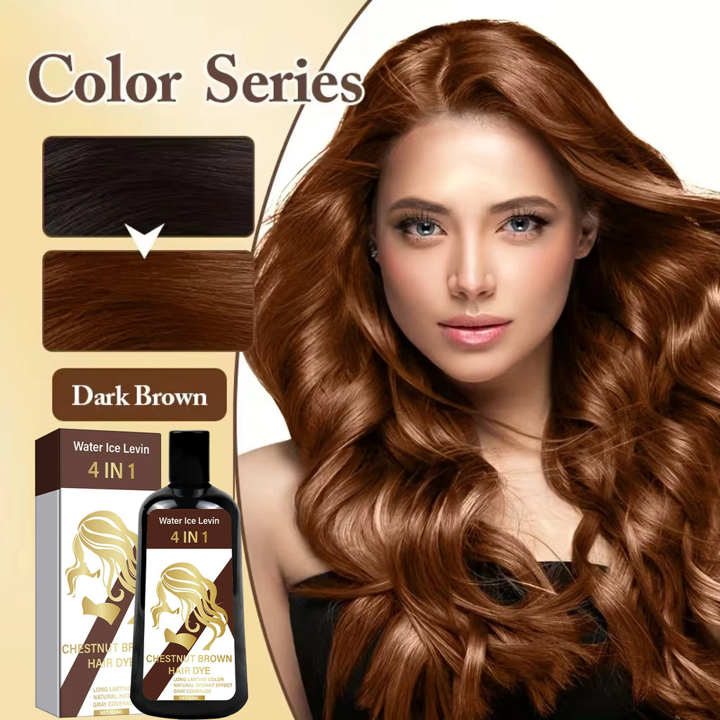 Chestnut Brown 4-in-1 Hair Dye Shampoo for Gray Hair Coverage 100g