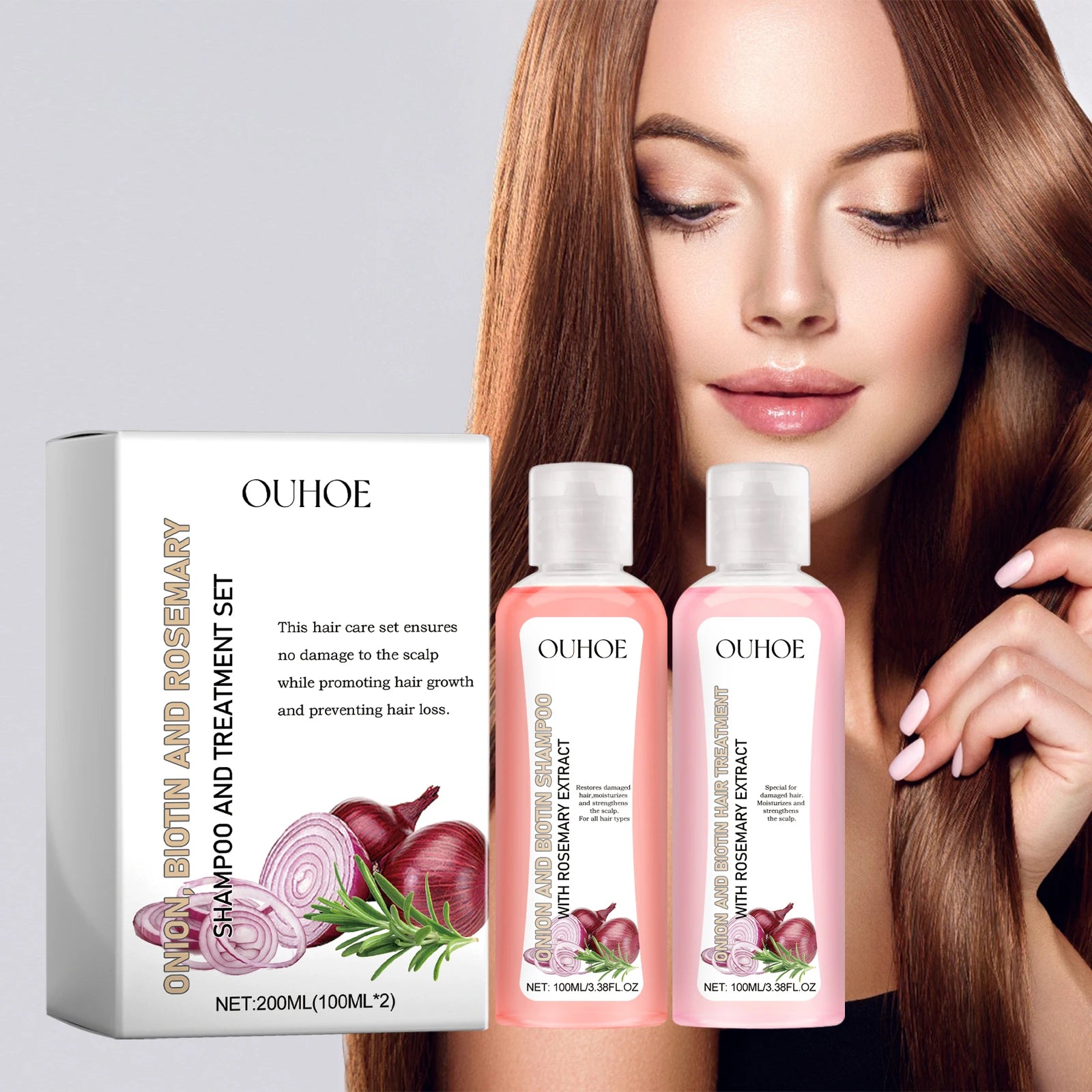Biotin and Rosemary Onion Extract Hair Shampoo and Conditioner Set - 10
