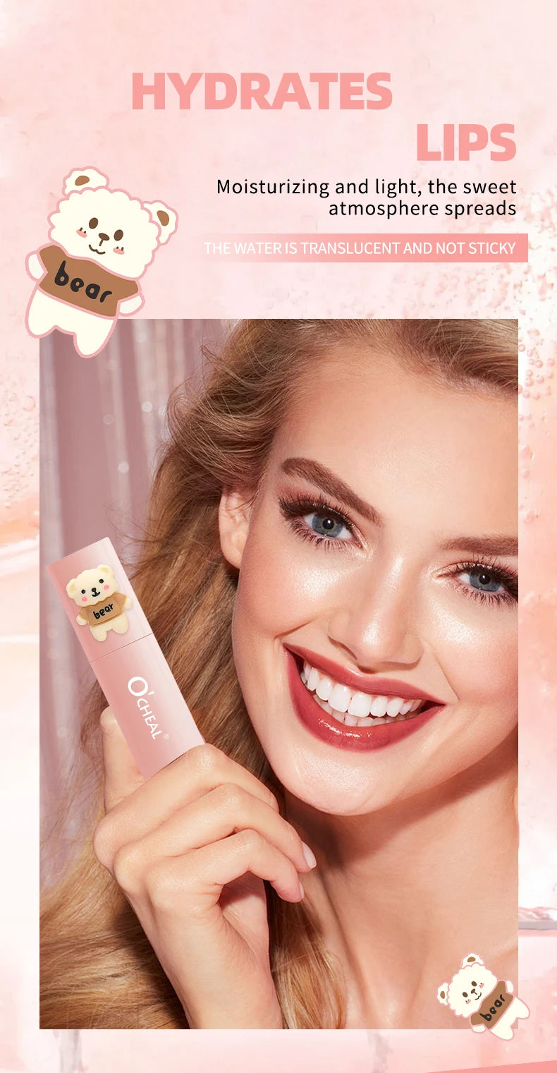 O'CHEAL Teddy Bear Matte Lip Gloss Waterproof Long Lasting Lipstick