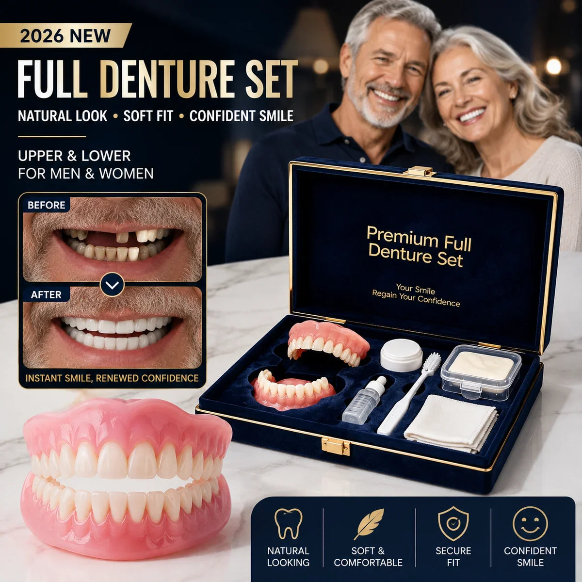 Temporary Full Denture Set for Instant Smile Correction