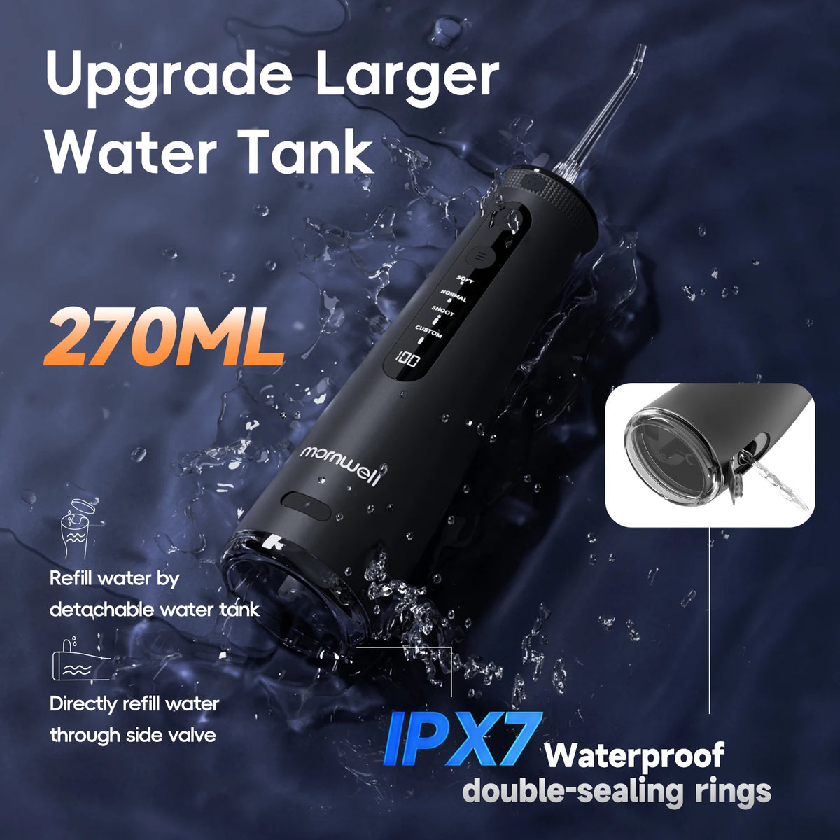 Portable Cordless Water Flosser for Teeth and Braces