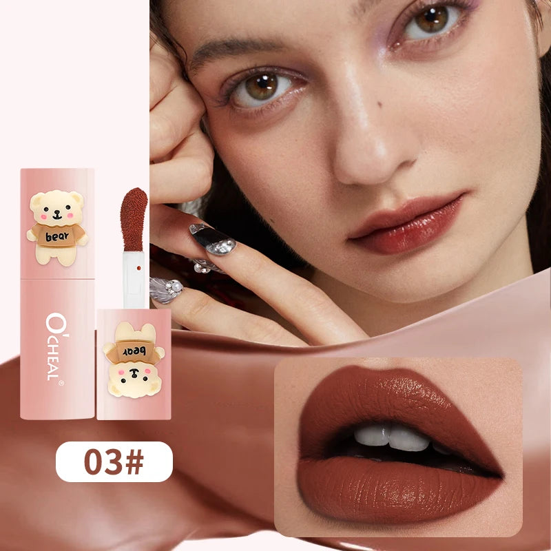 O'CHEAL Teddy Bear Matte Lip Gloss Waterproof Long Lasting Lipstick - 23