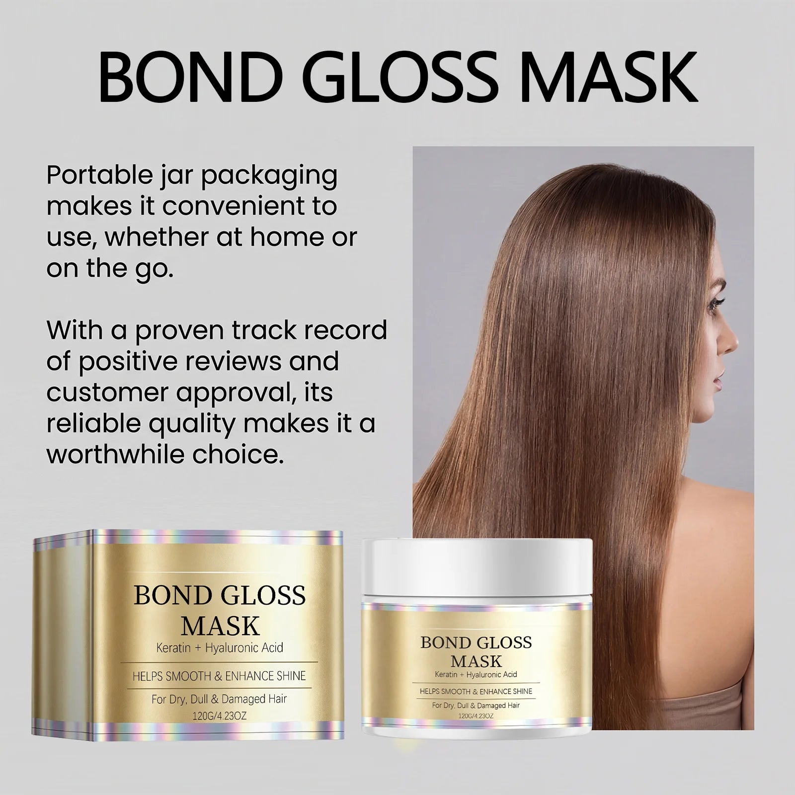 Bond Gloss Hair Mask with Keratin and Hyaluronic Acid 120g - 6