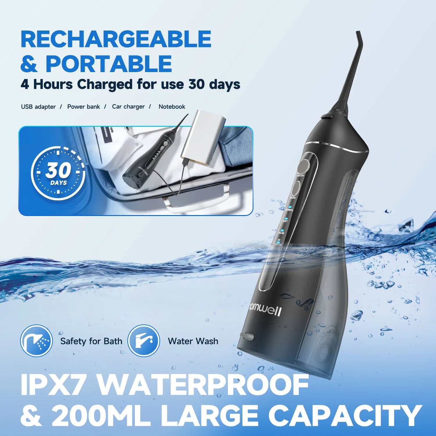 Portable Cordless Water Flosser for Teeth and Gum Health - 6
