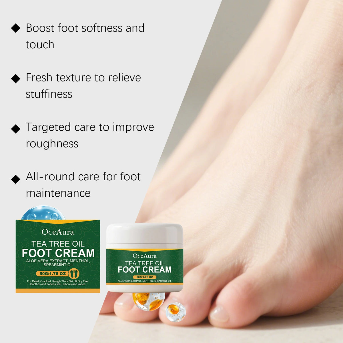 Tea Tree Oil Moisturizing Foot Cream for Cracked Heels