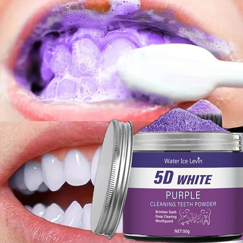 Purple Teeth Whitening Powder 50g Deep Cleaning Stain Removal - 2