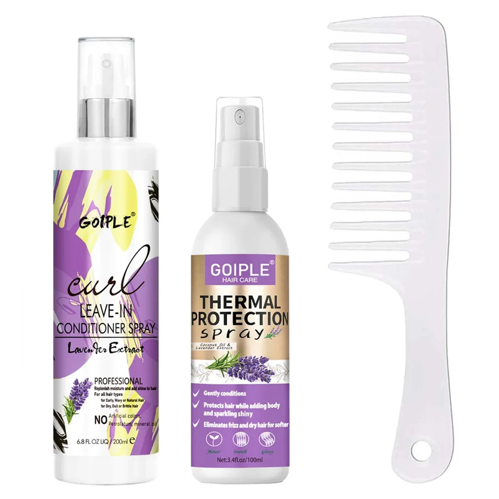 Goiple Lavender Curl Hair Care Set Leave In Conditioner Heat Protectant