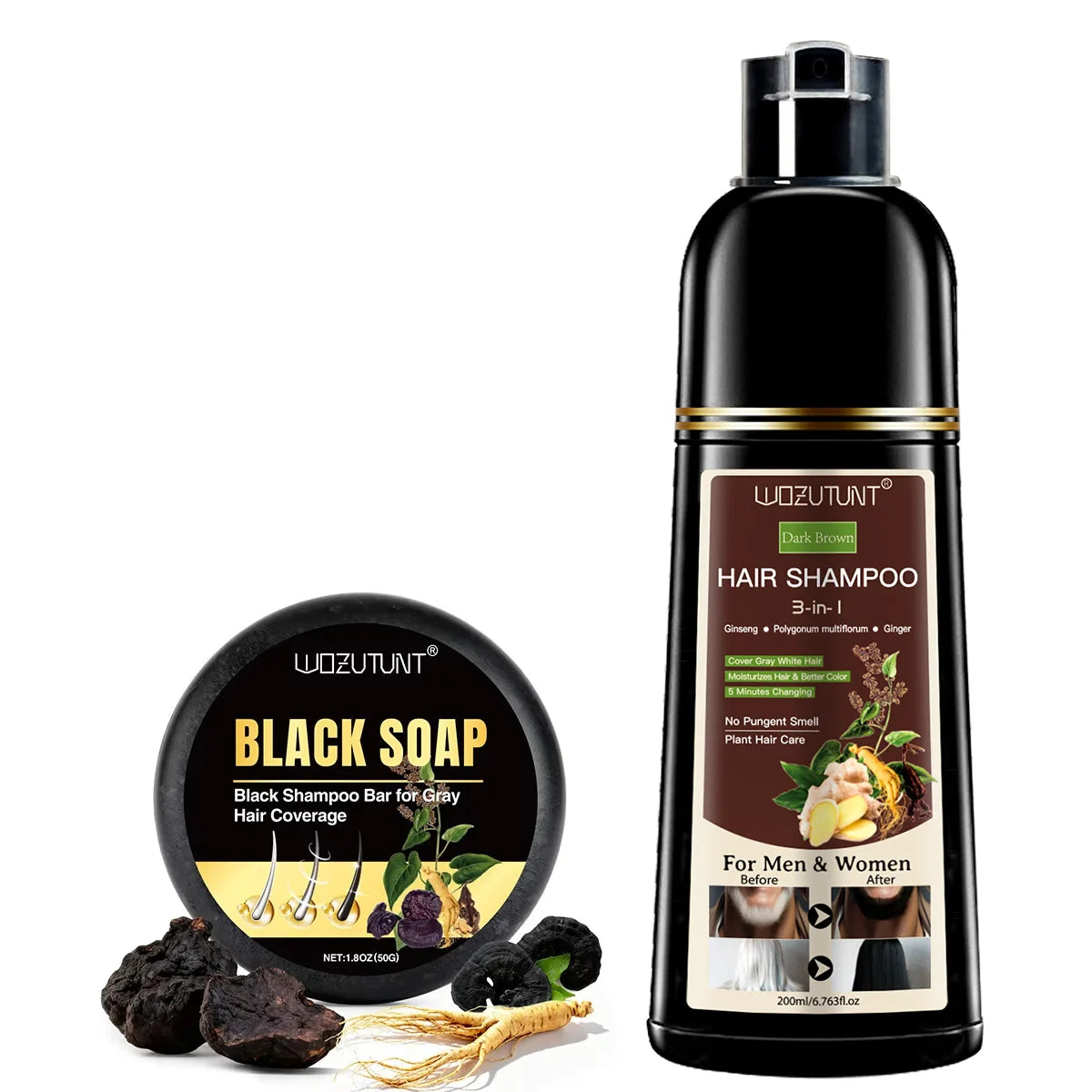 3 in 1 Black Hair Dye Shampoo and Soap for Gray Hair Coverage - 23