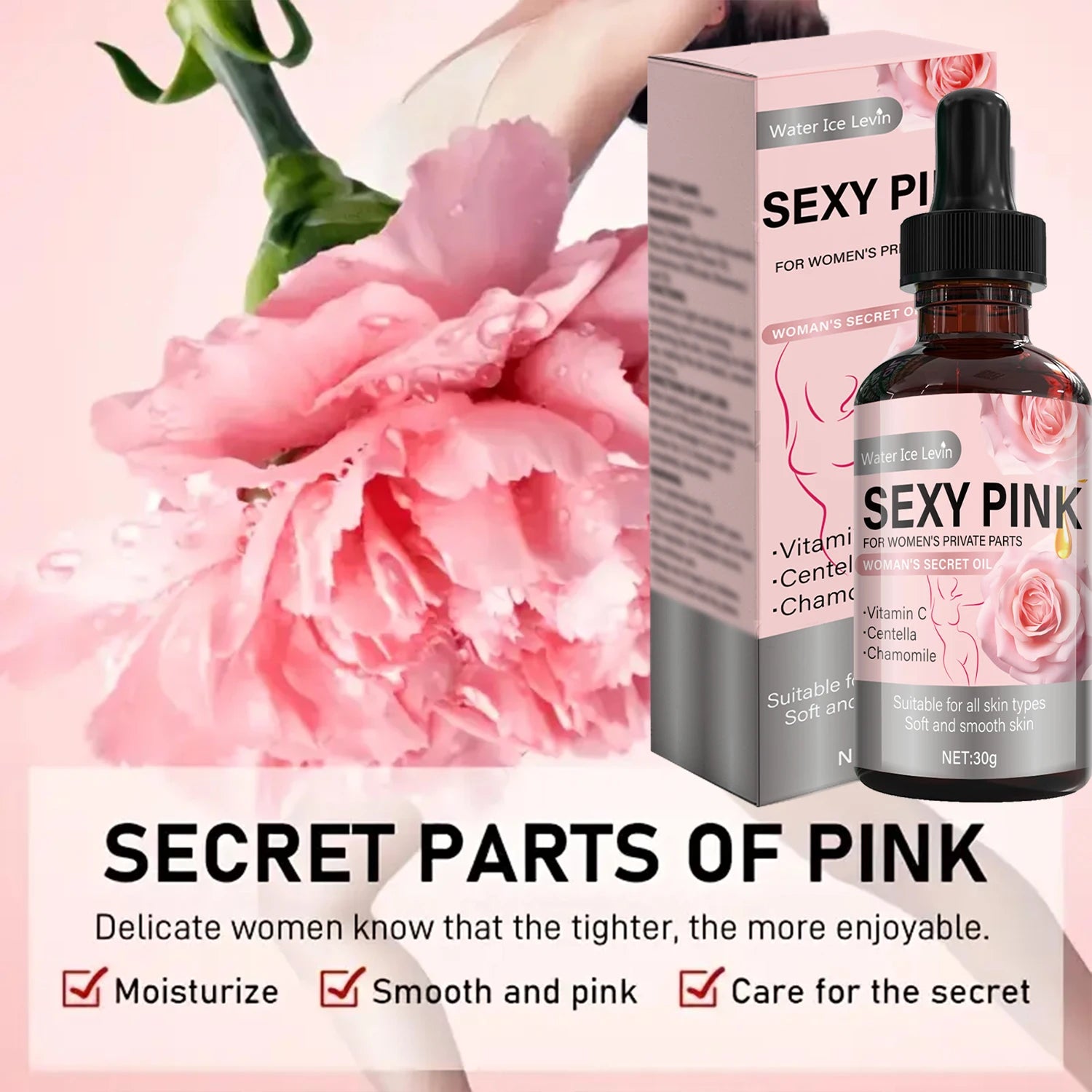 Sexy Pink Intimate Moisturizing Oil Rose Rosemary Body Care Cream - 4