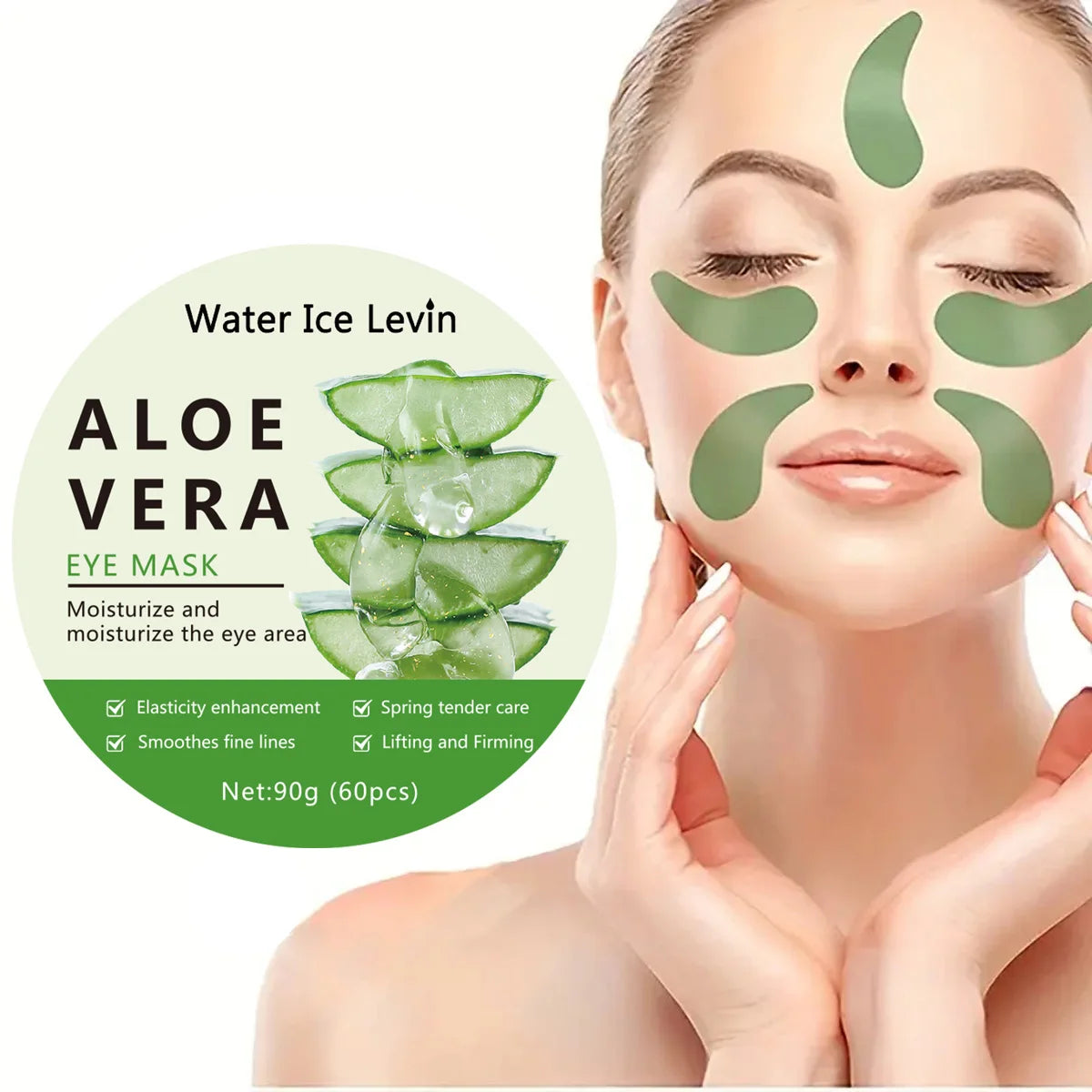 60Pcs Aloe Vera Collagen Eye Mask Under Eye Patches for Dark Circles
