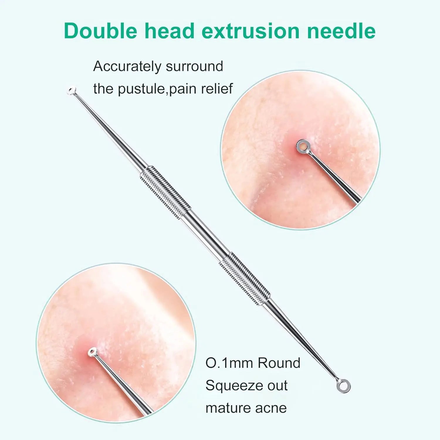 Professional Stainless Steel Blackhead and Pimple Extractor Tool Kit - 3