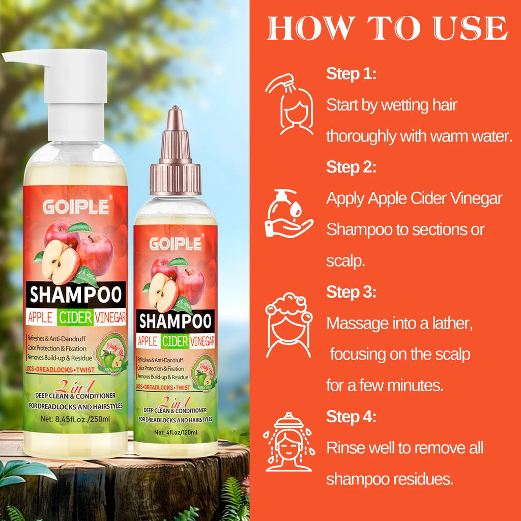Goiple 2 in 1 Apple Cider Vinegar Shampoo and Conditioner for Locs