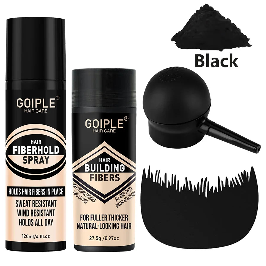 Hair Building Fibers and Spray Thickening Set 4 Piece Kit