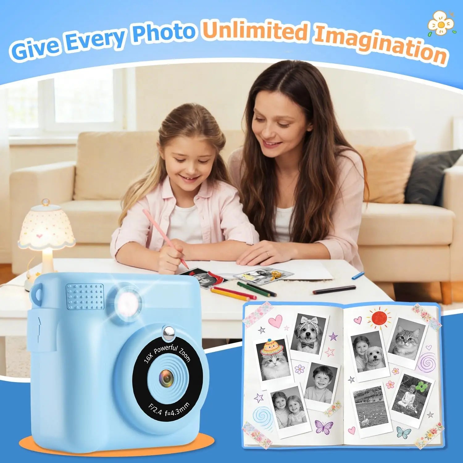 Instant Print Camera for Kids with Video and Digital Zoom - 3