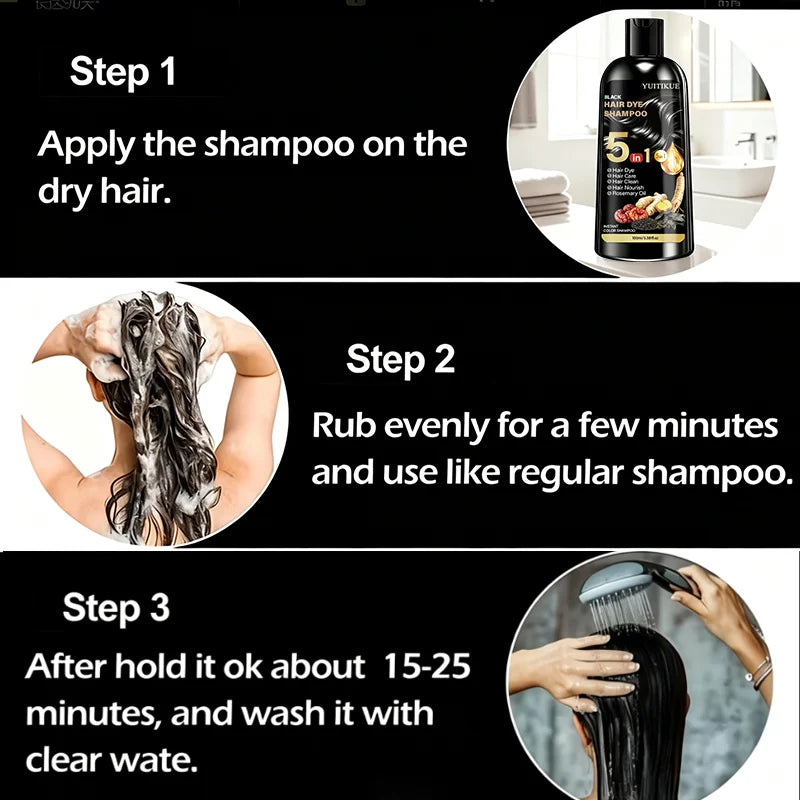 5-in-1 Plant Based Hair Coloring Shampoo Gray Hair Coverage 100ml - 14