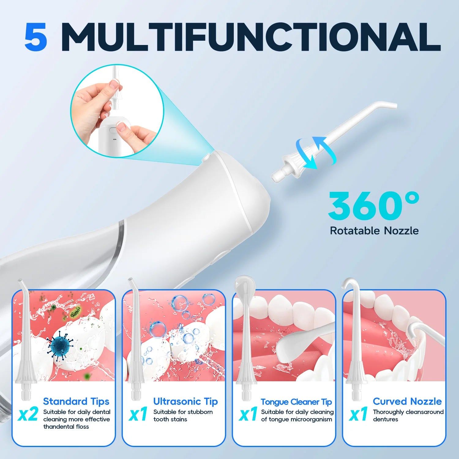 Portable Cordless Water Flosser for Teeth Cleaning - 4