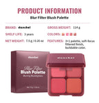 4-Color Matte Pigmented Blush Palette with Brush