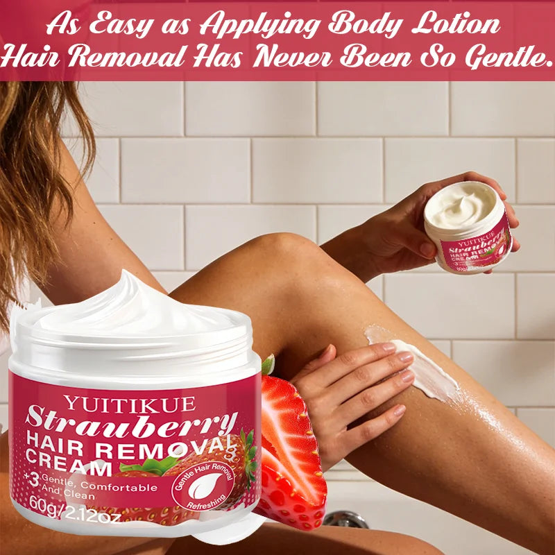 YUITIKUE Strawberry Hair Removal Cream Gentle Painless Depilatory - 7