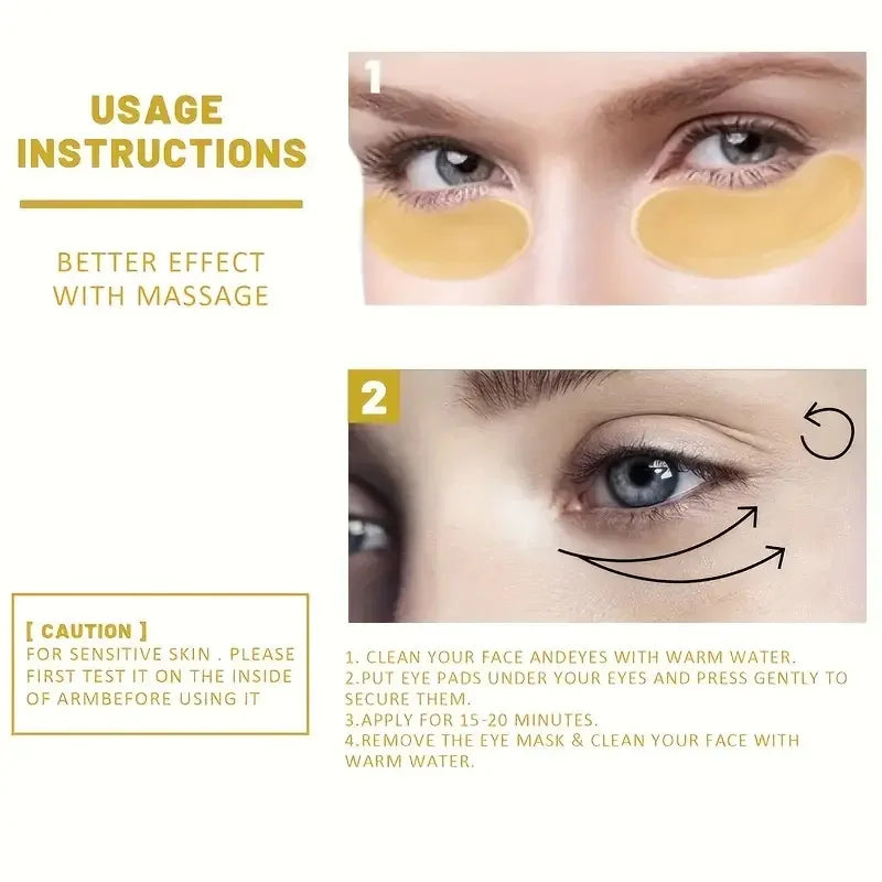 24K Gold Eye Mask Anti Aging Collagen Patches for Dark Circles and Bags
