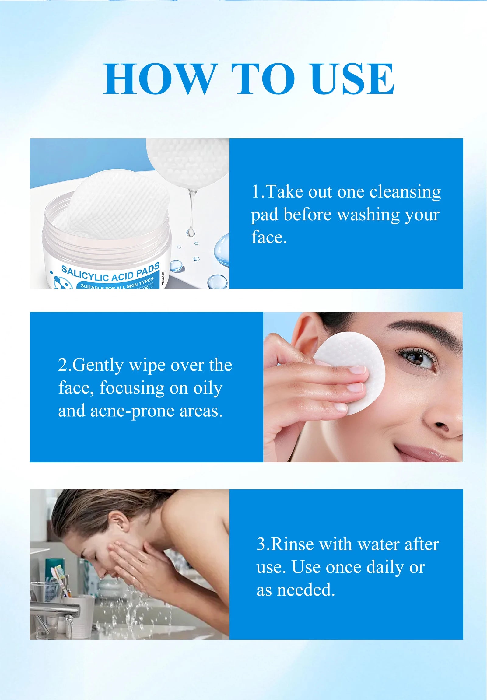 AHA BHA Exfoliating Toner Pads Dual Effect Facial Cleansing Treatment - 14