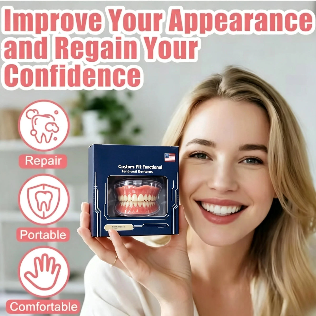 Instant Smile Cosmetic Dentures for Full Mouth
