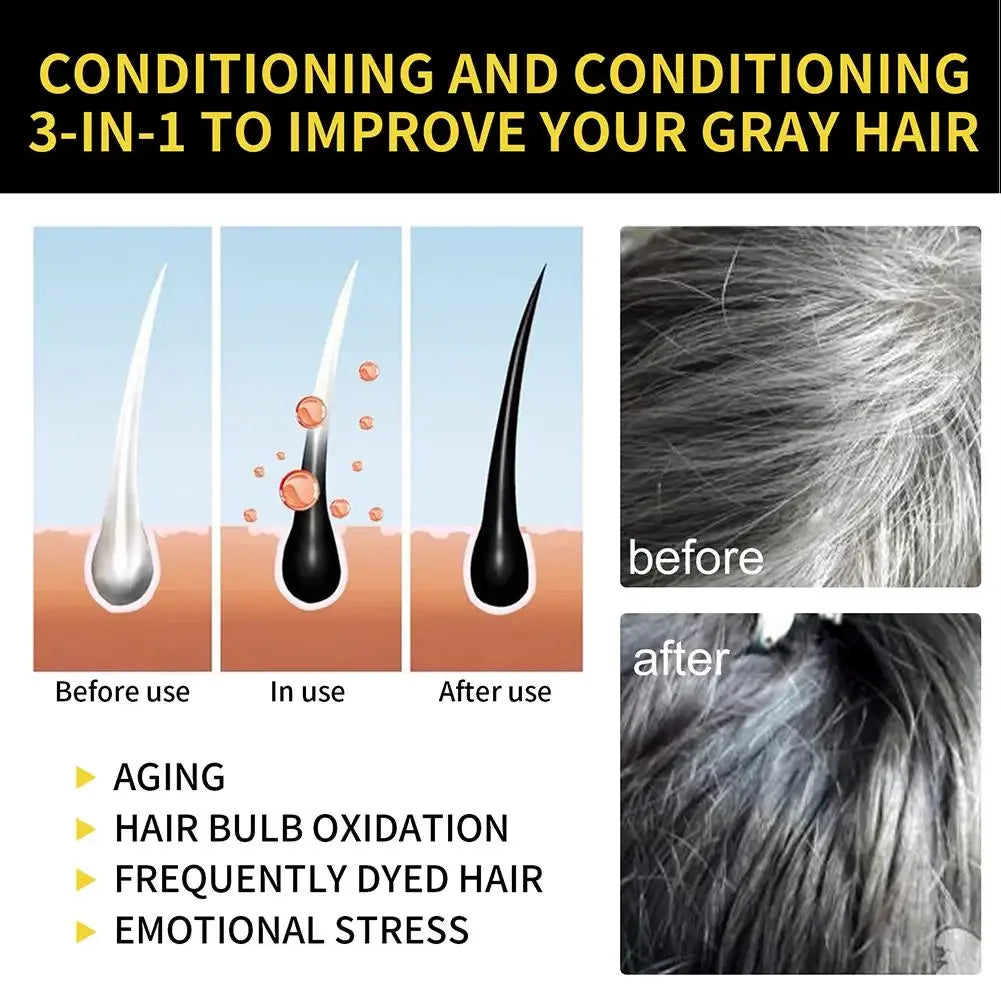 3 in 1 Natural Herbal Hair Dye Shampoo for Grey Hair Coverage 100ml