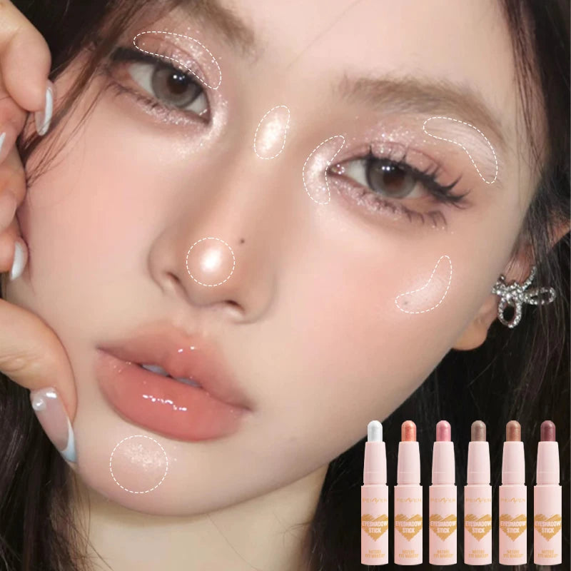 Peiyen 6 Piece Pearlescent Eyeshadow Stick Set Waterproof Shimmer Makeup - 2