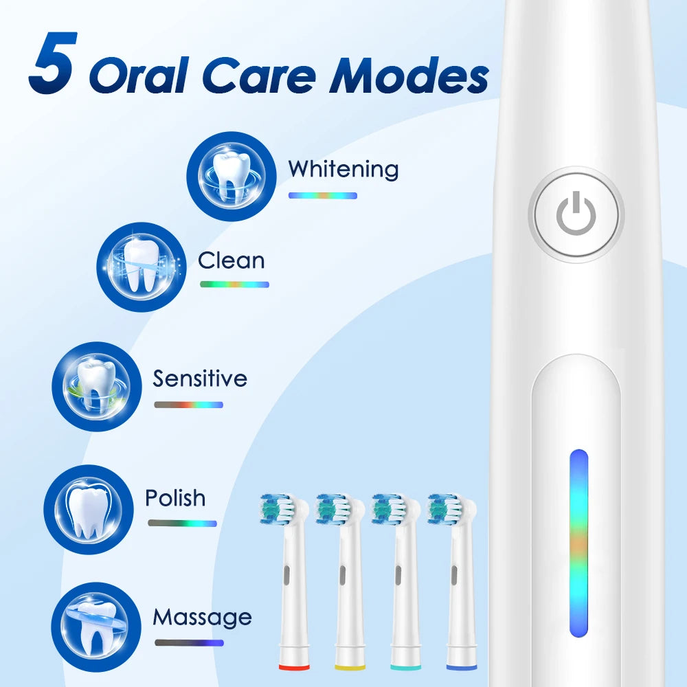 3D Rotating Rechargeable Electric Toothbrush for Adults