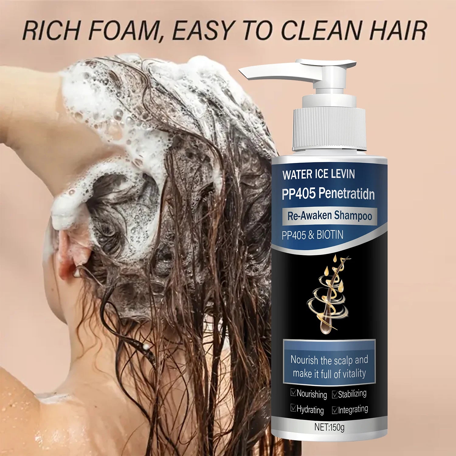 Water Ice Levin Hair Growth Shampoo 150g Biotin Collagen Keratin
