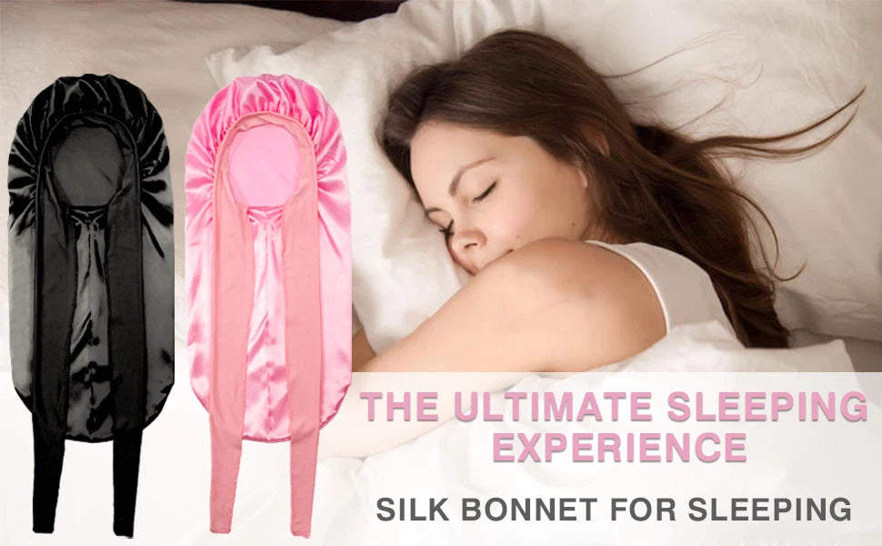 Extra Large Silk Satin Sleep Bonnet with Elastic Hair Band - 7