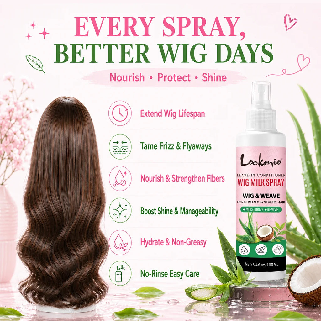 Lockmio Wig Milk Spray Leave-in Conditioner for Synthetic and Human Hair