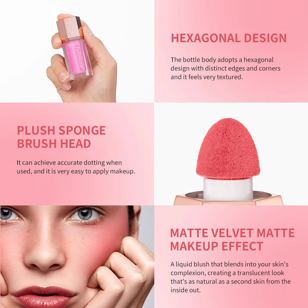 Waterproof Matte Liquid Blush with Built-in Applicator