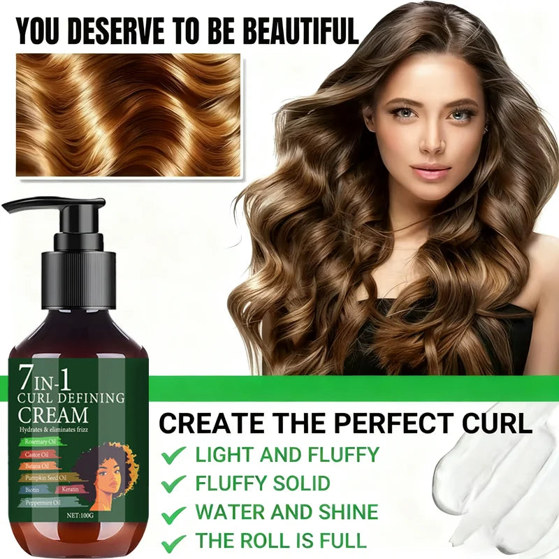 7 In 1 Curl Defining Cream 100g Anti Frizz Moisturizing Hair Styling