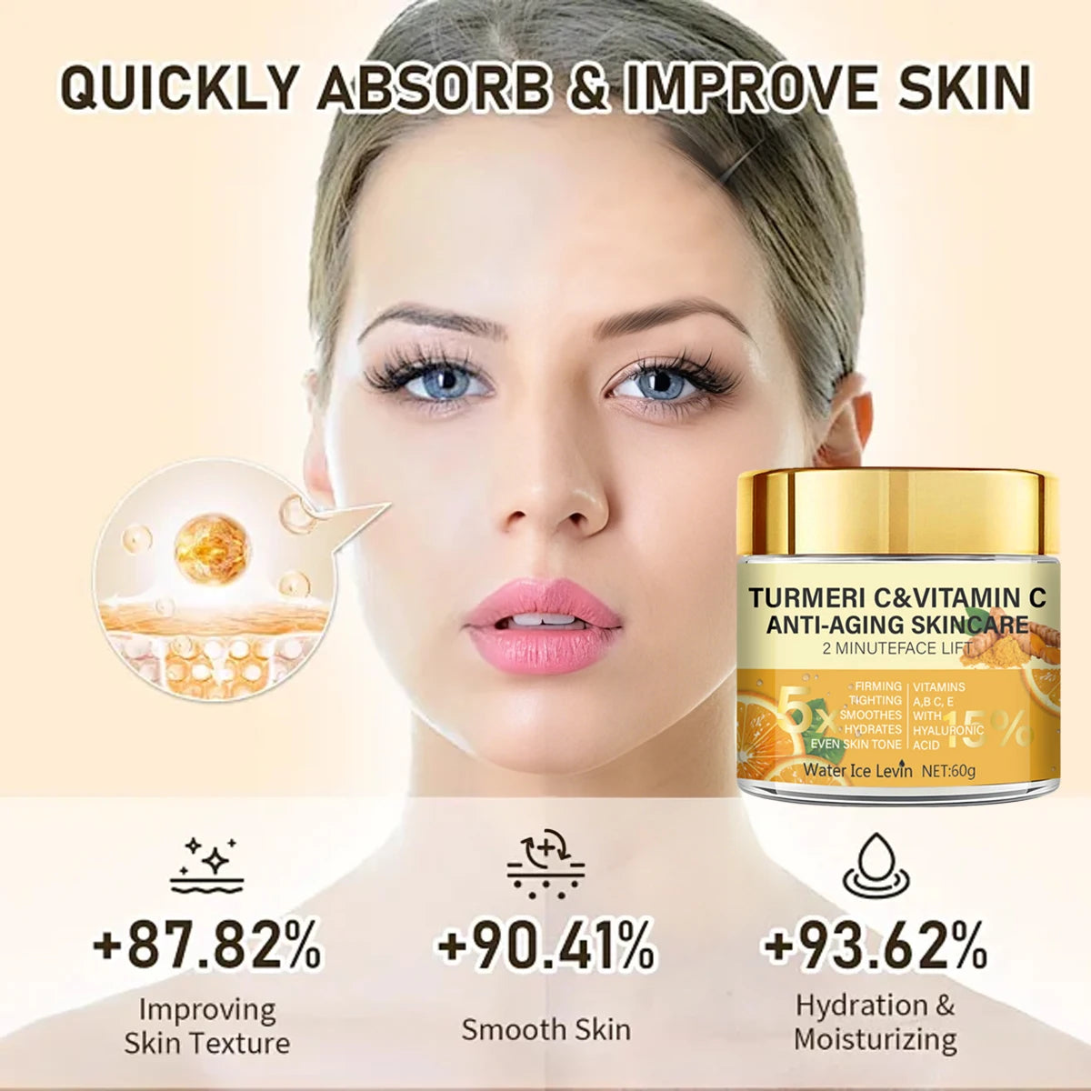 Turmeric Vitamin C Face Cream Anti Aging Firming Moisturizer 60g