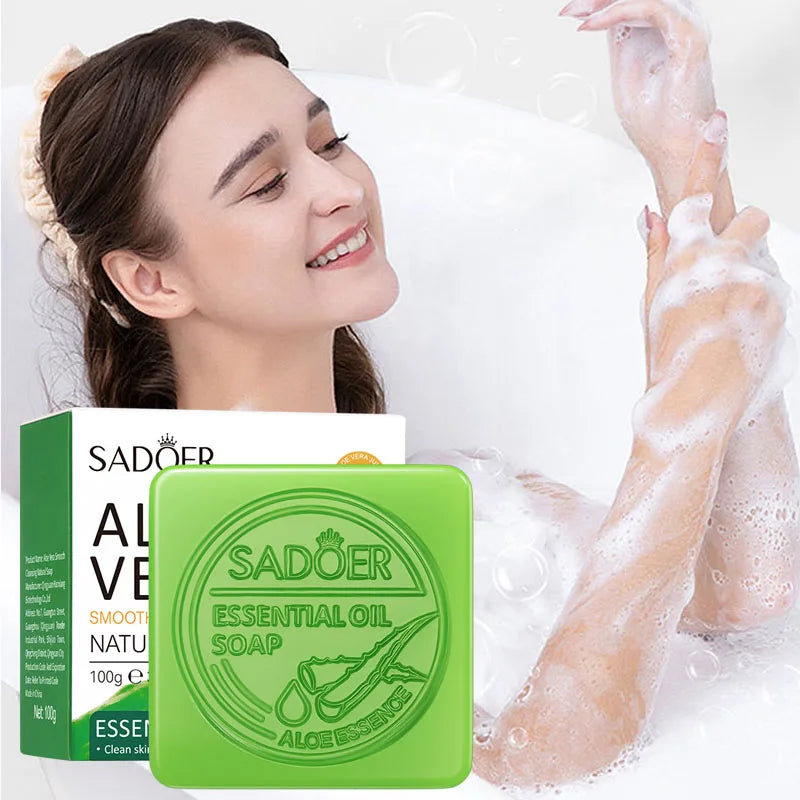 Sadoer Aloe Vera Essential Oil Soap Moisturizing Hand and Body Cleanser - 1