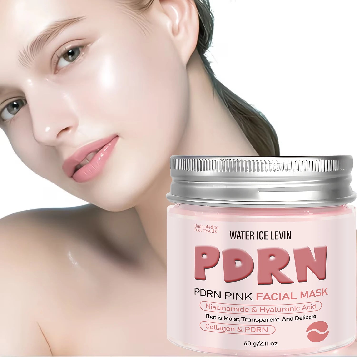 Water Ice Levin PDRN Pink Facial Mask Collagen Hyaluronic Acid Firming - 2