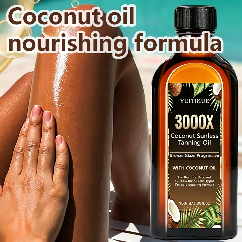 YUITIKUE Coconut Sunless Tanning Oil Progressive Bronze Glow 100ml - 6