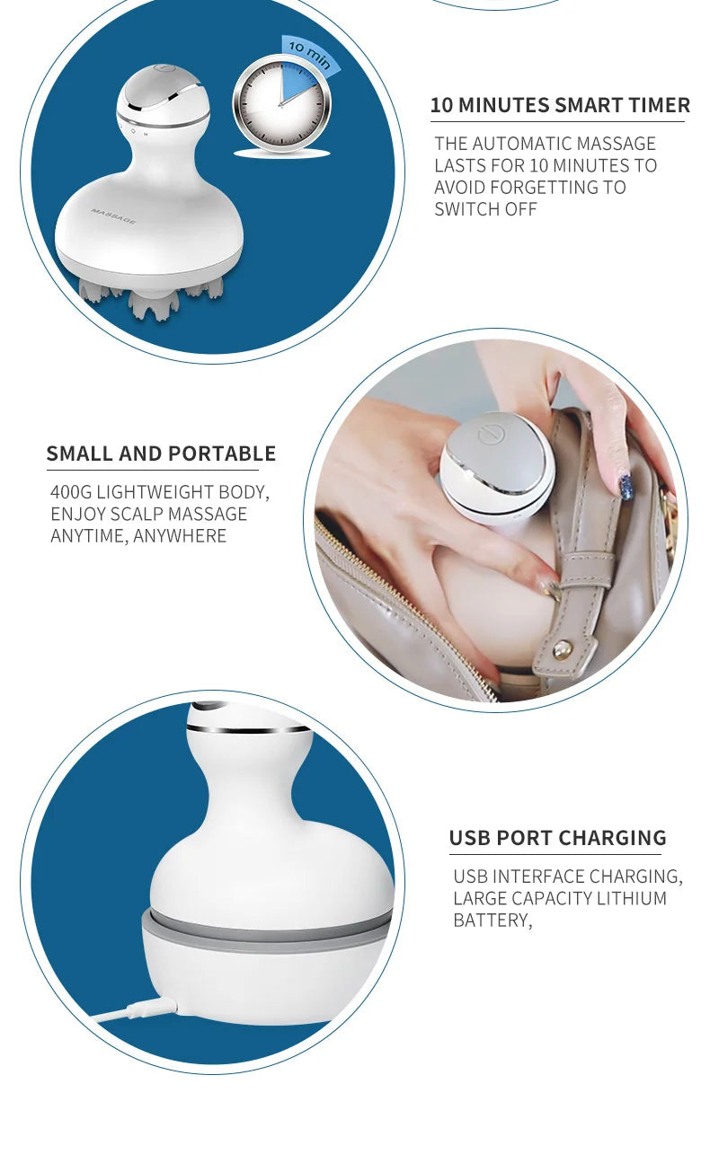 Electric Cordless Scalp Massager for Stress Relief and Hair Growth - 18